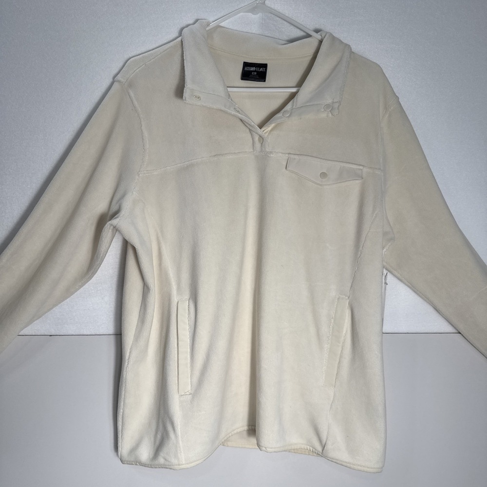NWT 32 Degrees Heat Women's 1/4 Snap Arctic Fleece Pullover - Ivory -Size XL